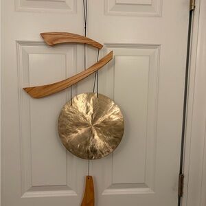 Empower Brass Wall Gong with Natural Wood Accents - NWOT